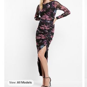 NWT Express Long Sleeve Floral Dress With Slit